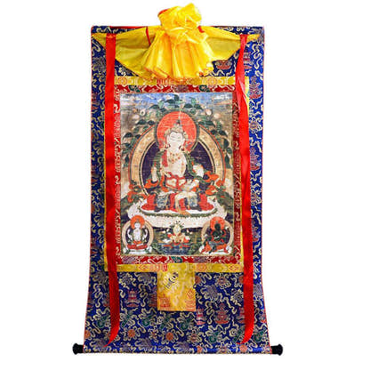Vajrasattva - 14th Century Old Version - Tibetan thangka painting, view 16