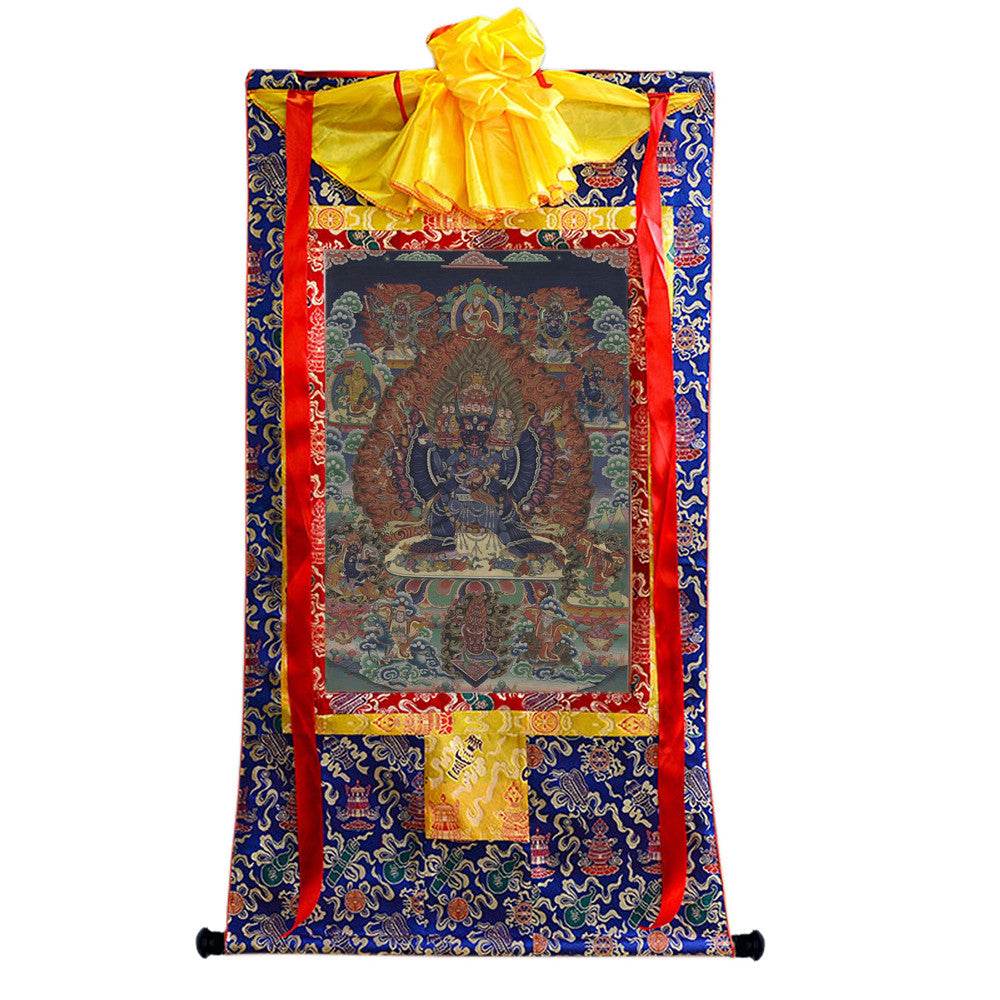 Vajrabhairava / Yamantaka - 17th Century Old Version - Tibetan thangka painting, view 4
