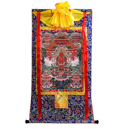 Amitayus - the Buddha of Longevity - Tibetan thangka painting, view 4