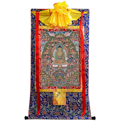 Amitabha in Pure Land Image - Tibetan thangka painting, view 9