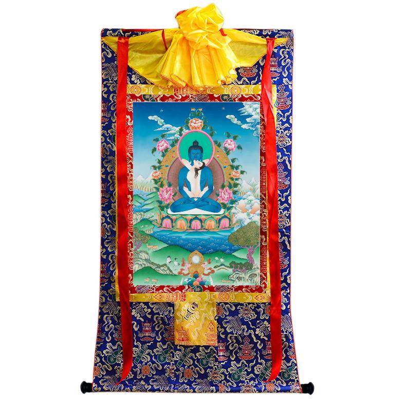 Samantabhadra in Yab Yum - Tibetan thangka painting, view 4