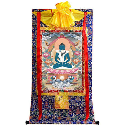 Samantabhadra in Yab Yum - Tibetan thangka painting, view 4