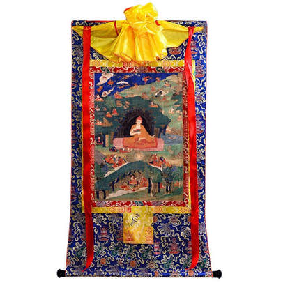 Guru Rinpoche Image - Tibetan thangka painting, view 9