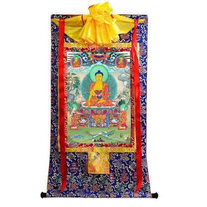 Shakyamuni - Tibetan thangka painting, view 4