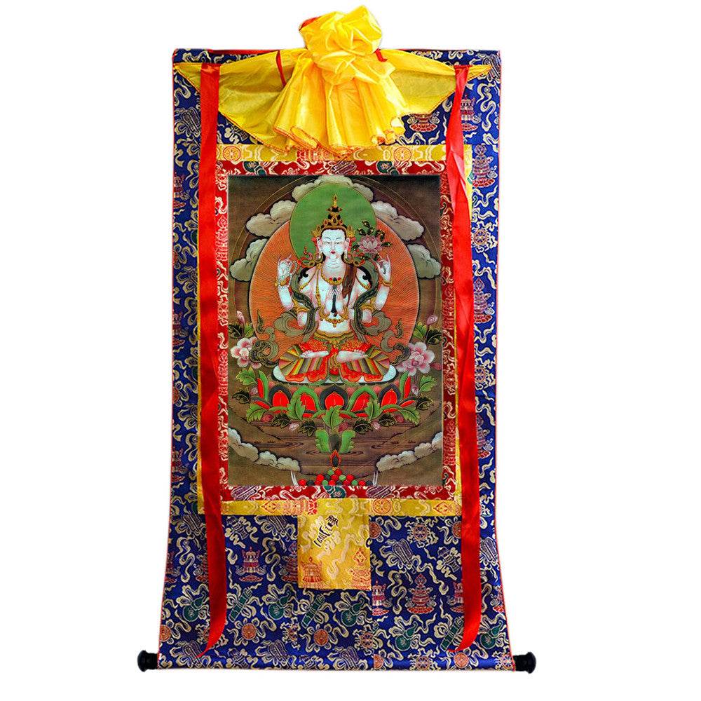 Chenrezig Image - Tibetan thangka painting, view 9