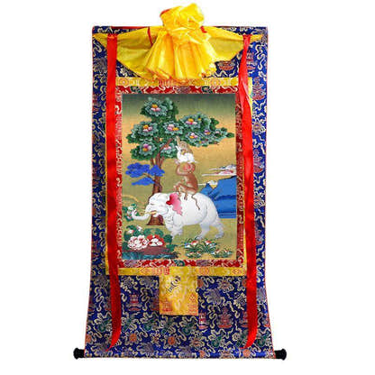Four Harmonious Animals - Tibetan thangka painting, view 4
