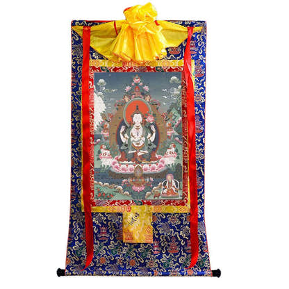 Chenrezig Image - Tibetan thangka painting, view 9