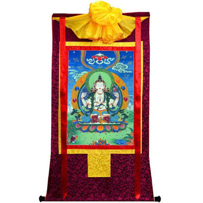 Chenrezig - Tibetan thangka painting, view 5