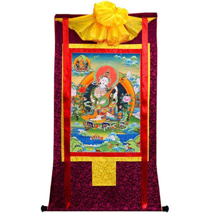 Saraswati དབྱངས་ཅན་མ། - Tibetan thangka painting, view 5