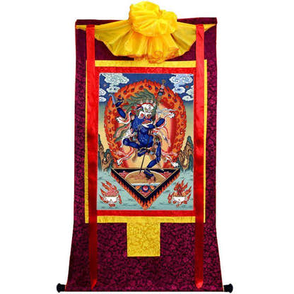 Lion-faced Dakini - Simhamukha - -Simhavaktra -Longsal Sengmar - Tibetan thangka painting, view 5