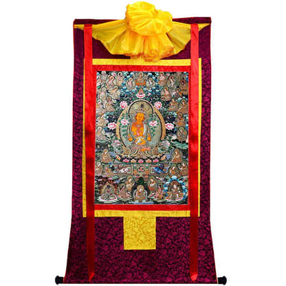 Manjusri Bodhisattva Preaching - Tibetan thangka painting, view 5