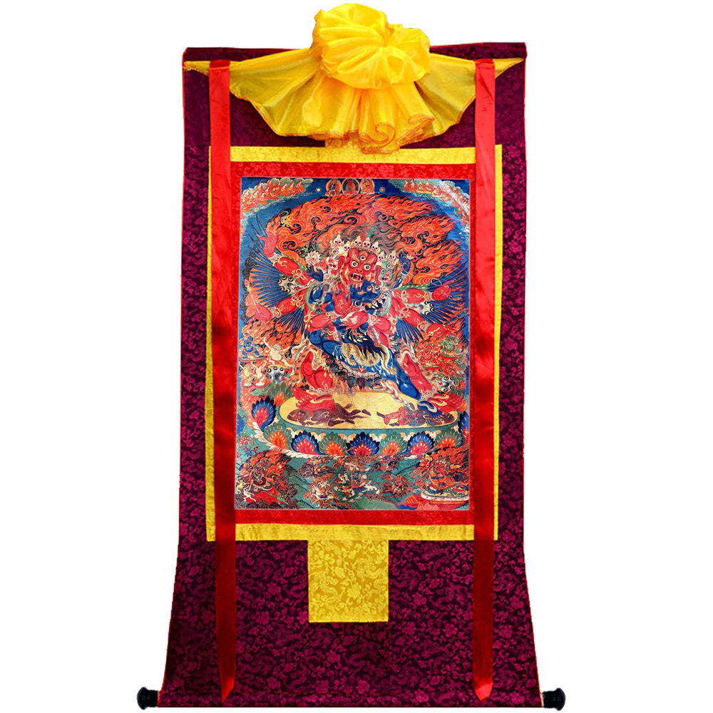 Vajrakilaya in Yab Yum Thangka - Tibetan thangka painting, view 5