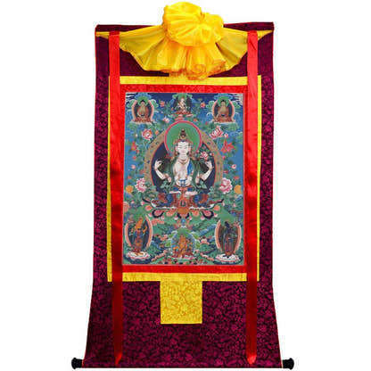 Chenrezig Image - Tibetan thangka painting, view 10