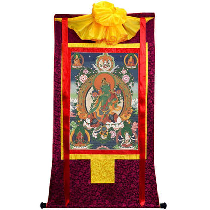 Green Tara - Tibetan thangka painting, view 5