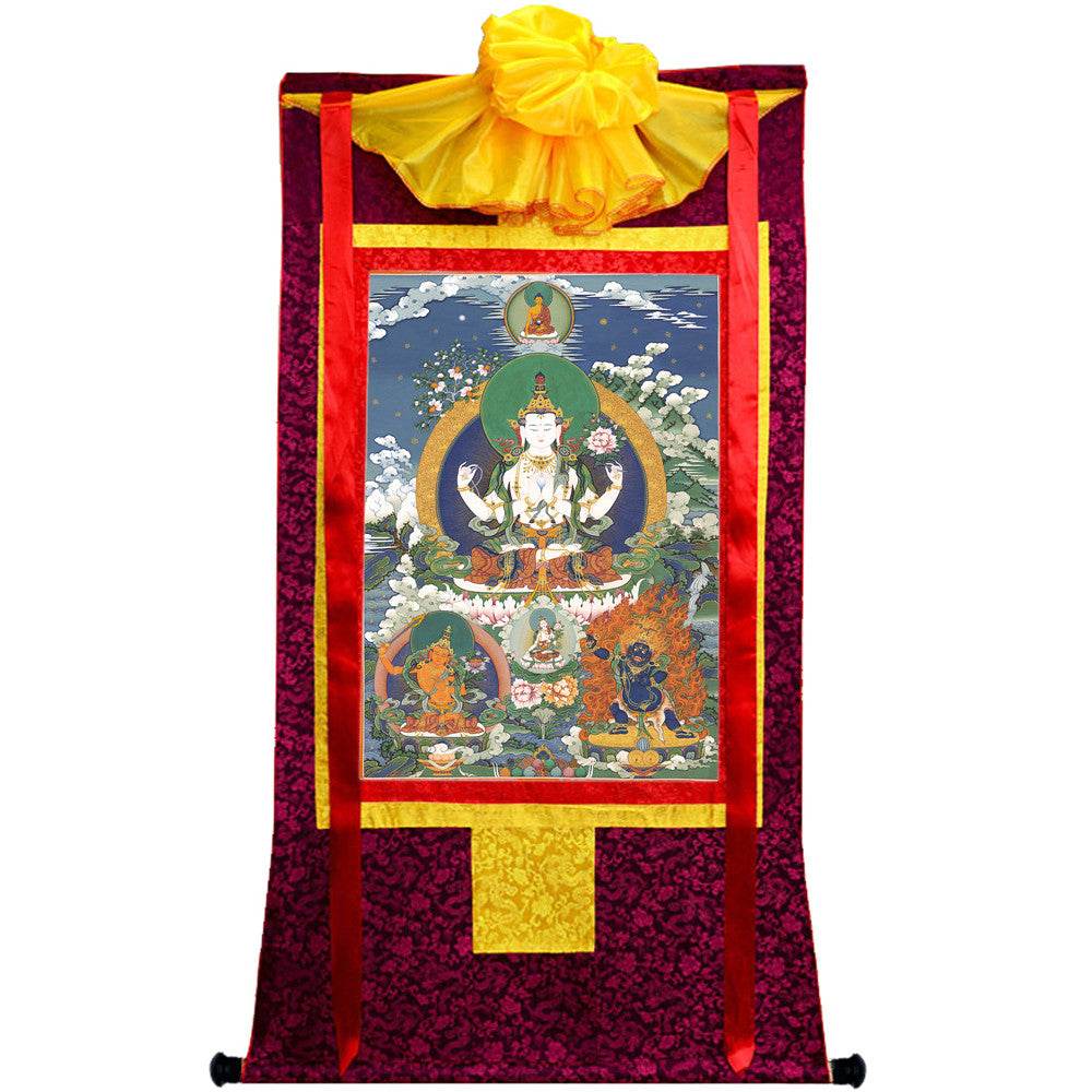 Chenrezig Image - Tibetan thangka painting, view 10