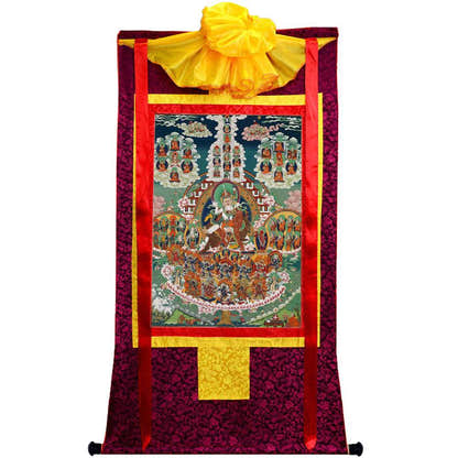 Padmasambhava - Guru Rinpoche Refuge Tree - Tibetan thangka painting, view 5