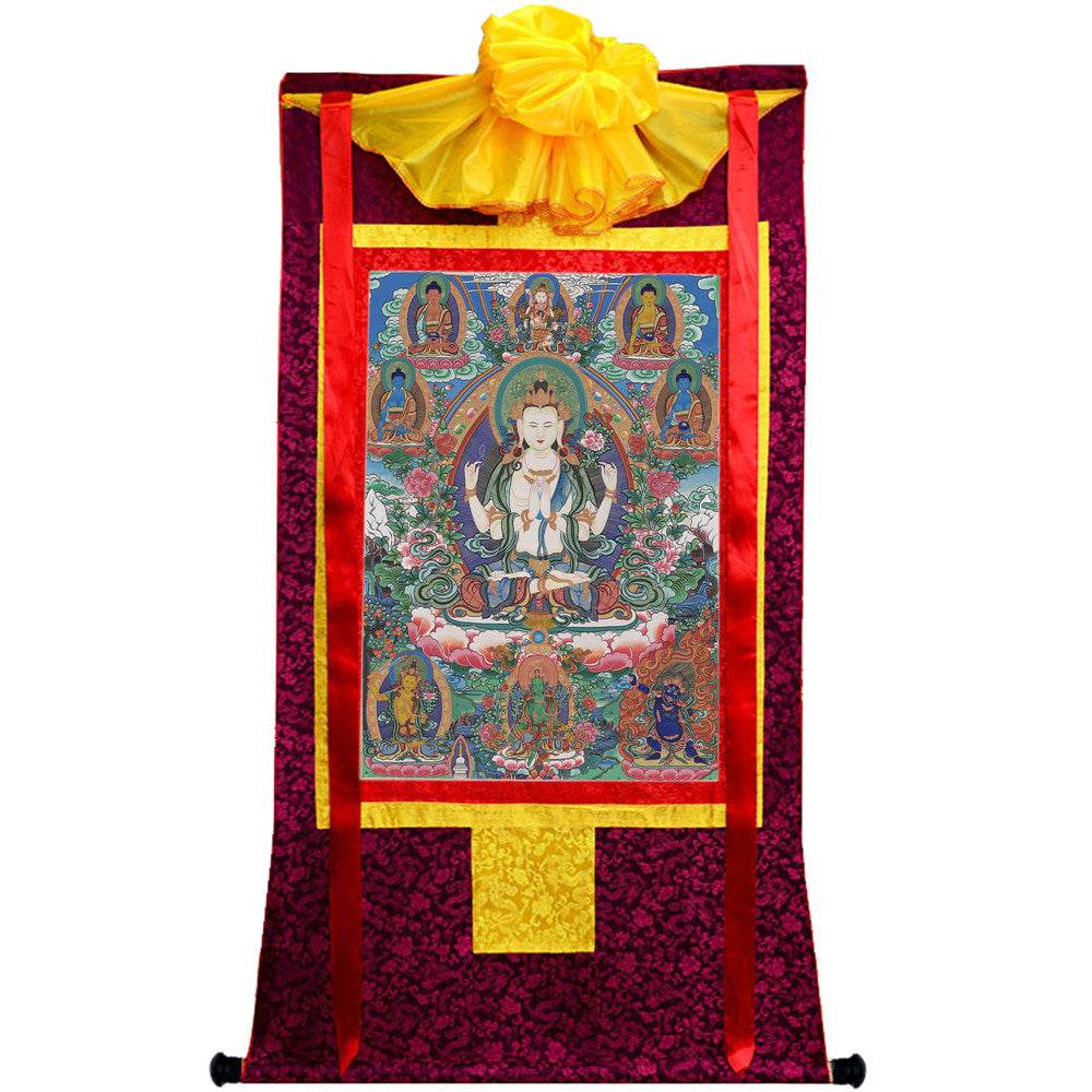 Chenrezig Image - Tibetan thangka painting, view 10