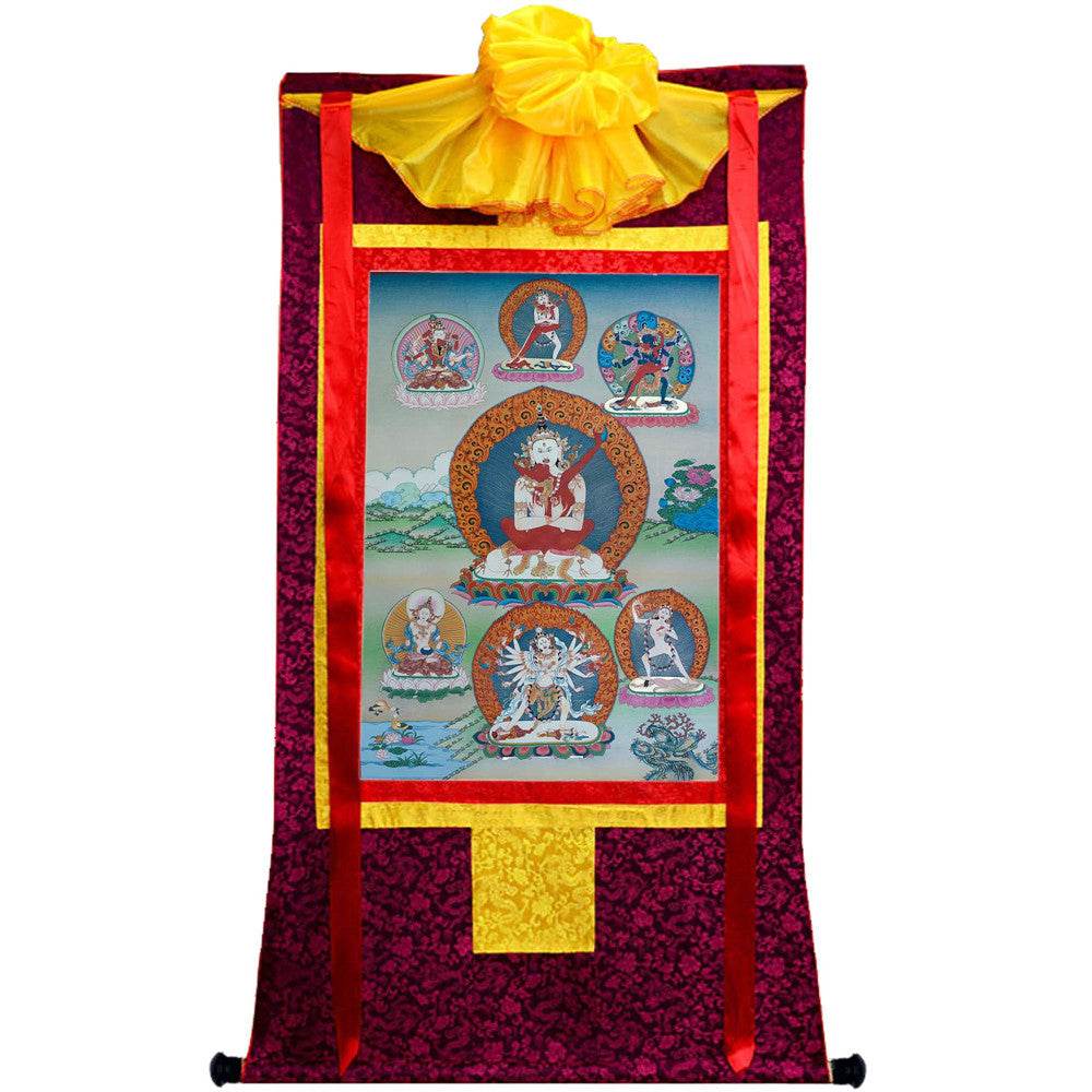Vajrasattva in Yab Yum - Tibetan thangka painting, view 17