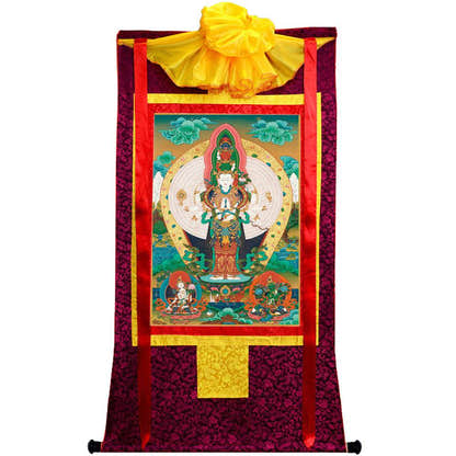 The Thousand-hand Avalokiteshvara - Tibetan thangka painting, view 5