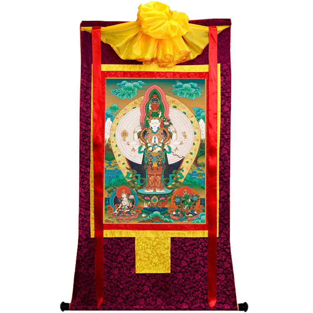 The Thousand-hand Avalokiteshvara - Tibetan thangka painting, view 5