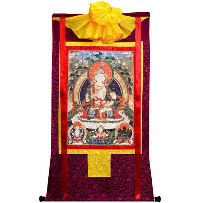 Vajrasattva - 14th Century Old Version - Tibetan thangka painting, view 5