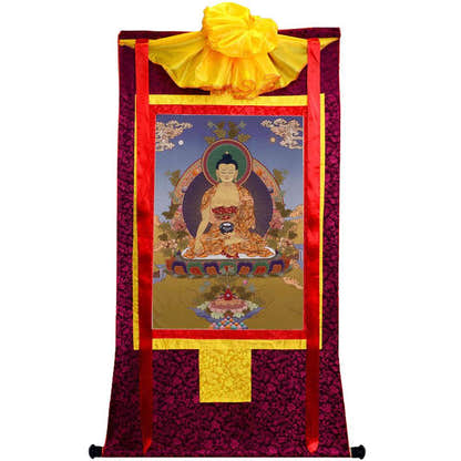 Bhaisajyaguru - Medicine Buddha - Tibetan thangka painting, view 5