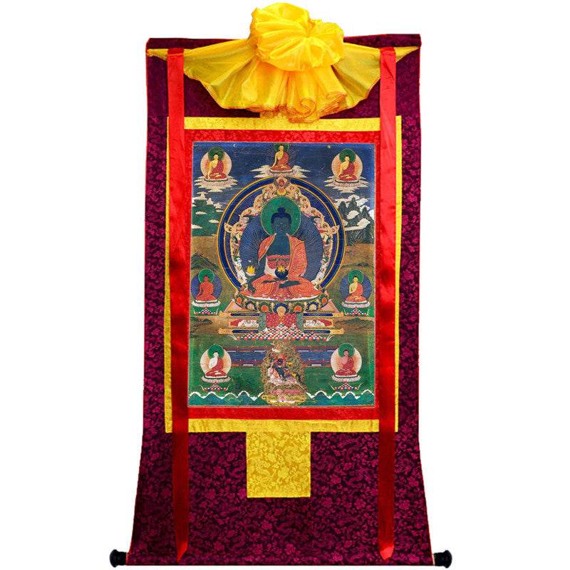 Medicine Buddha Image - Tibetan thangka painting, view 10