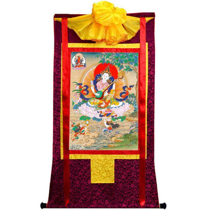 Saraswati དབྱངས་ཅན་མ། - Tibetan thangka painting, view 5