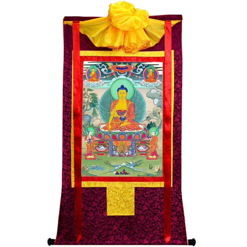 Shakyamuni - Tibetan thangka painting, view 5