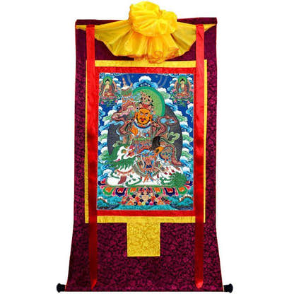 Vaishravana / Vaisravana - Tibetan thangka painting, view 5
