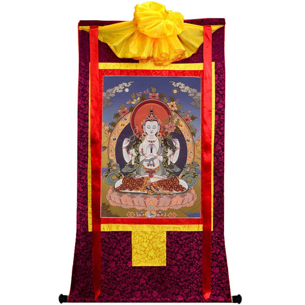 Chenrezig Image - Tibetan thangka painting, view 10