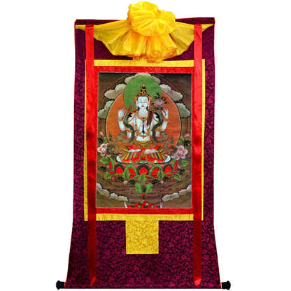 Chenrezig Image - Tibetan thangka painting, view 10