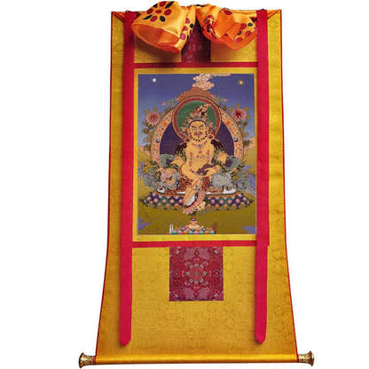 Yellow Jambhala Image - Tibetan thangka painting, view 11