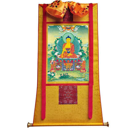 Shakyamuni - Tibetan thangka painting, view 6
