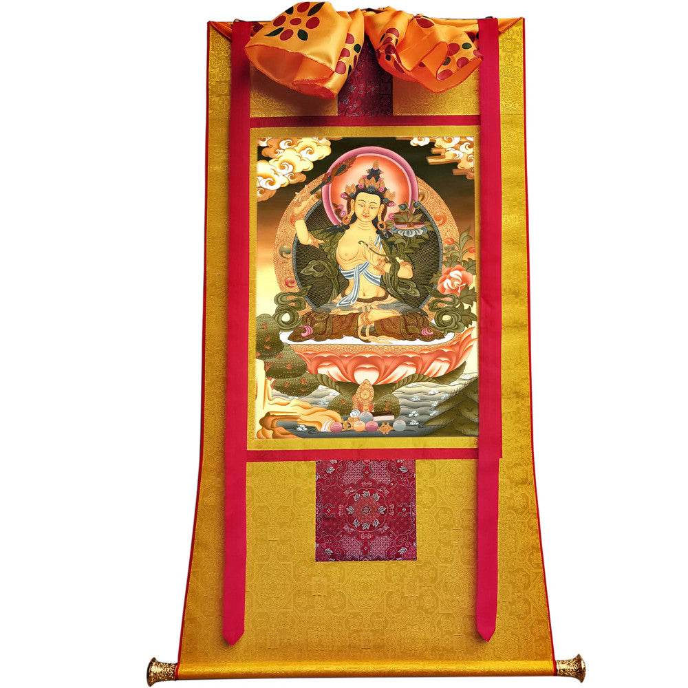 Manjusri - Tibetan thangka painting, view 6