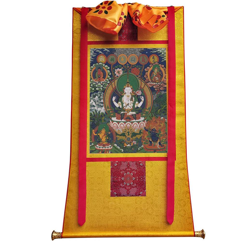 Chenrezig Image - Tibetan thangka painting, view 11