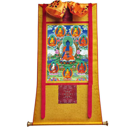 Bhaisajyaguru - Eight Medicine Buddhas Image - Tibetan thangka painting, view 11