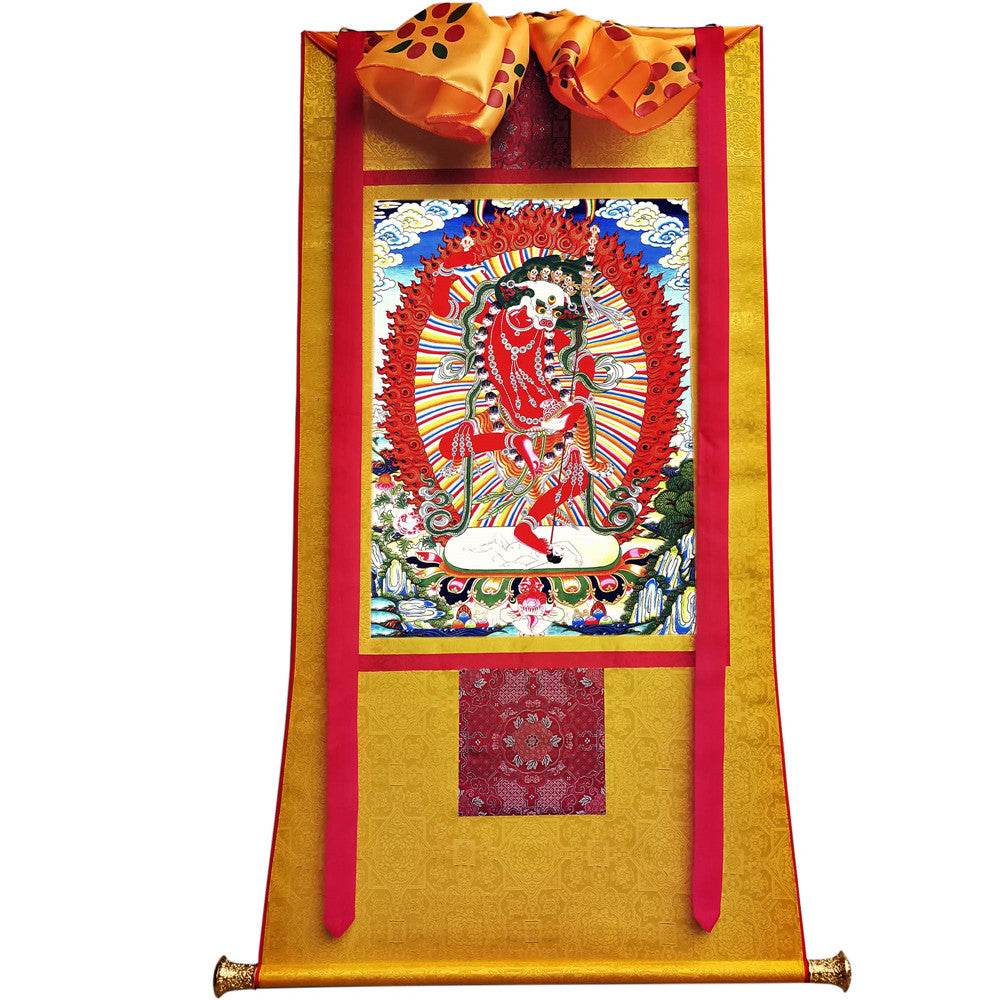 Lion-faced Dakini - Simhamukha - -Simhavaktra -Longsal Sengmar - Image - Tibetan thangka painting, view 11