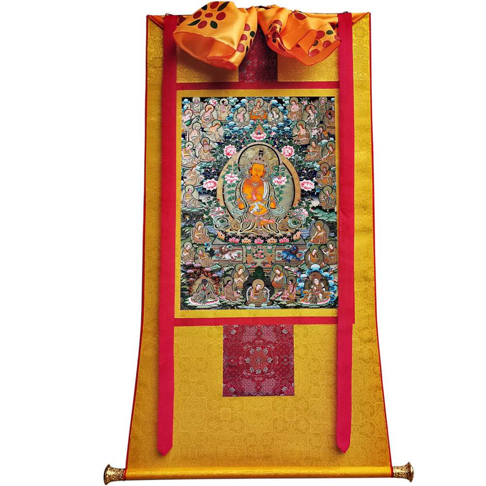 Manjusri Bodhisattva Preaching - Tibetan thangka painting, view 6