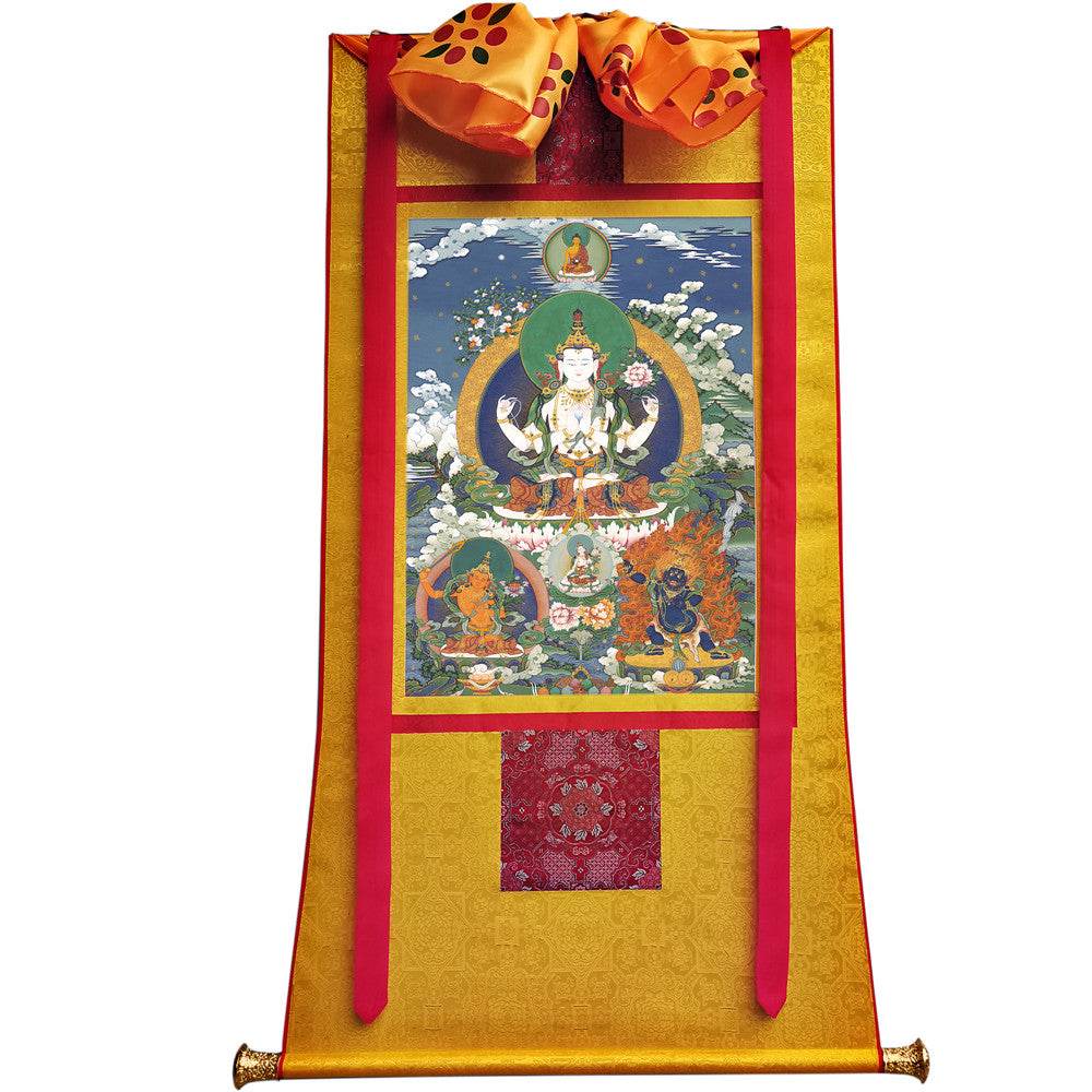 Chenrezig Image - Tibetan thangka painting, view 11