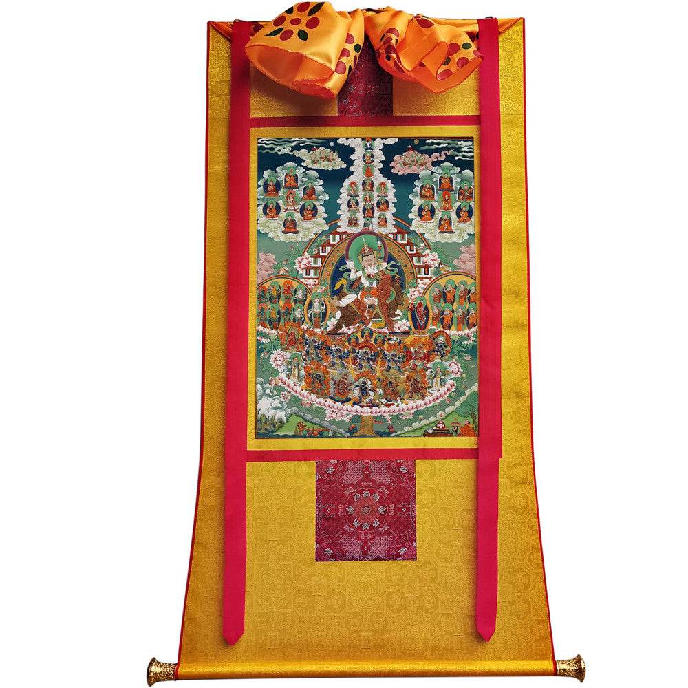Padmasambhava - Guru Rinpoche Refuge Tree - Tibetan thangka painting, view 6