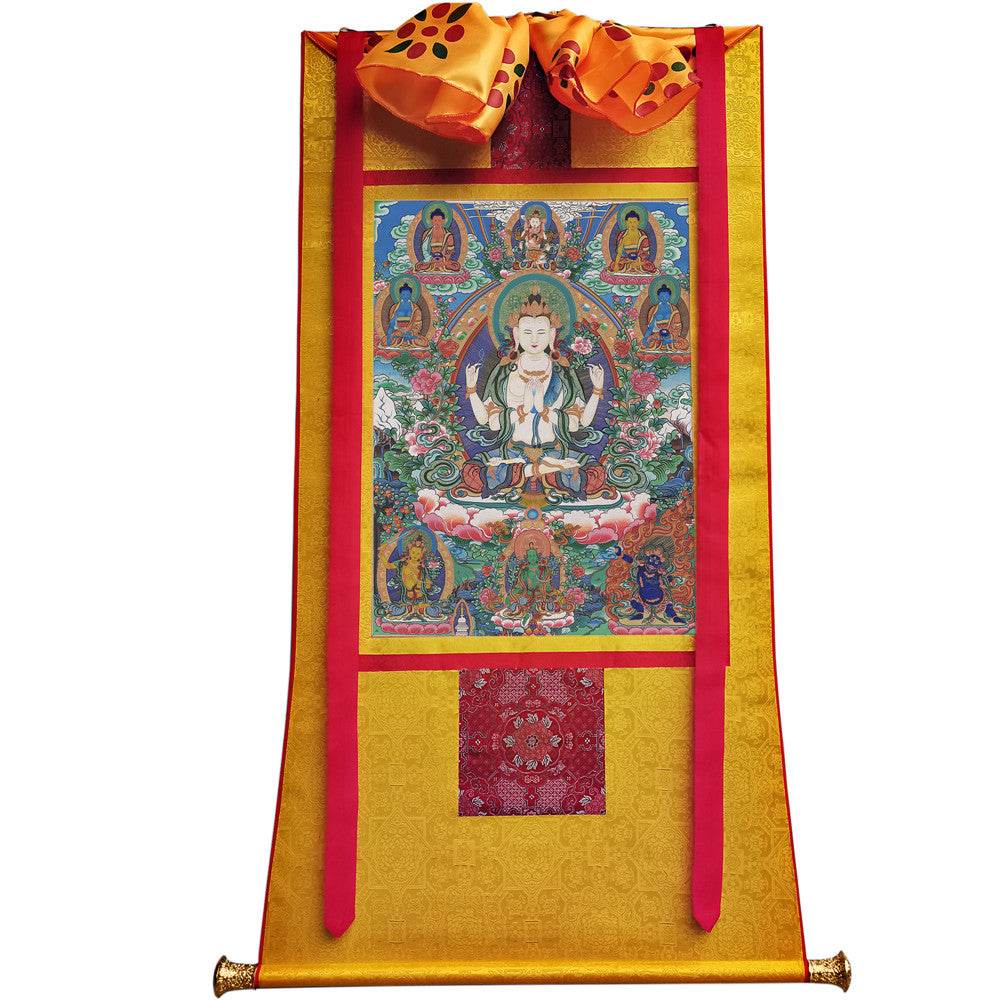 Chenrezig Image - Tibetan thangka painting, view 11