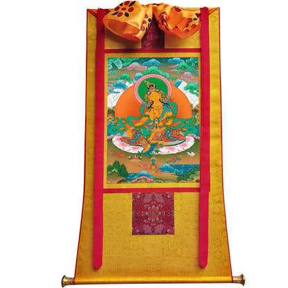 Green Tara - Tibetan thangka painting, view 6