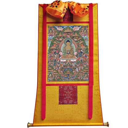 Amitabha in Pure Land Image - Tibetan thangka painting, view 11