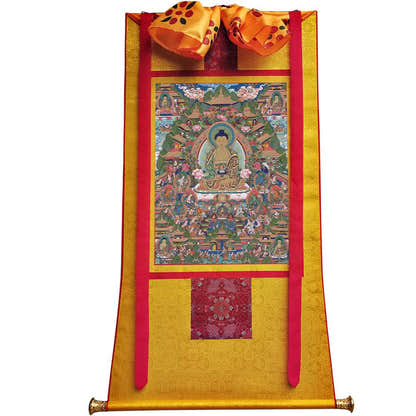 Amitabha in Pure Land - Tibetan thangka painting, view 6