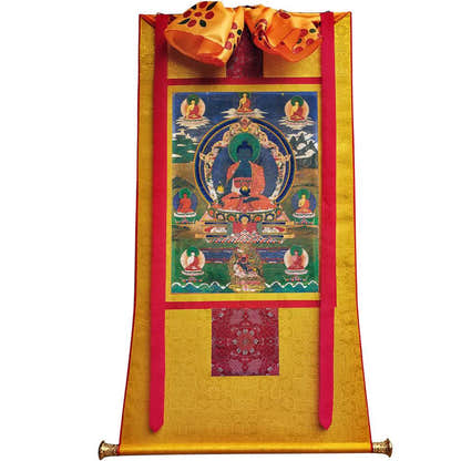 Bhaisajyaguru - Medicine Buddha - Tibetan thangka painting, view 6