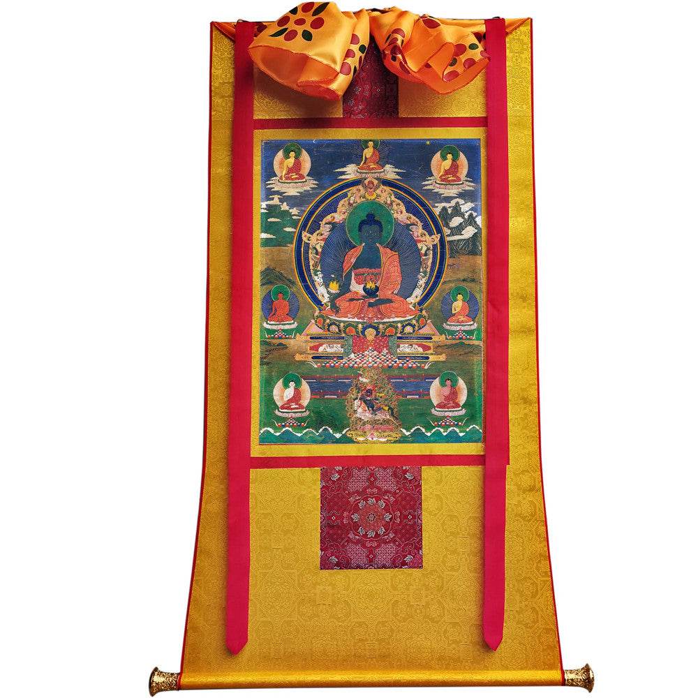 Bhaisajyaguru - Medicine Buddha - Tibetan thangka painting, view 6