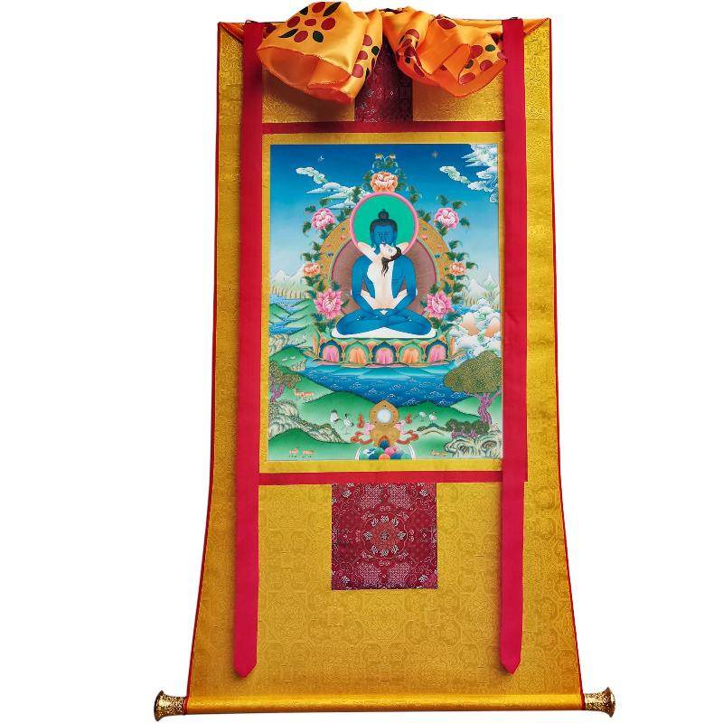 Samantabhadra in Yab Yum - Tibetan thangka painting, view 6