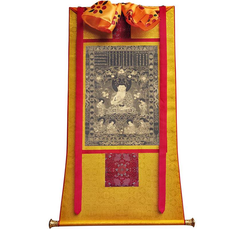 Kanakamuni Buddha Image - Tibetan thangka painting, view 11