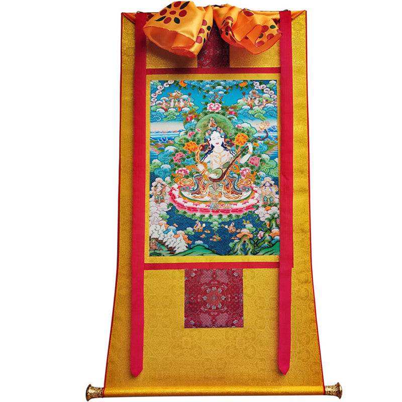 Saraswati Image - Tibetan thangka painting, view 11